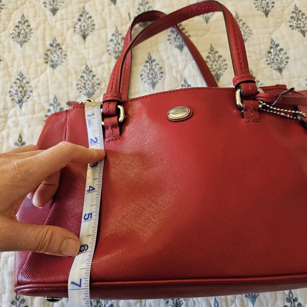 Coach Peyton Leather Mini Carryall Satchel Crossbody Bag F32829 RED NWT - Picture 14 of 16